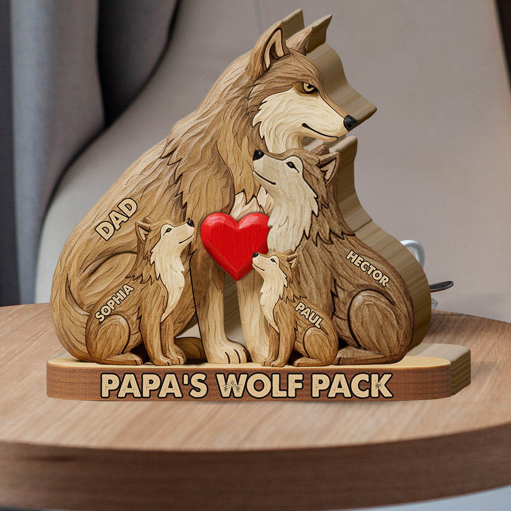 Pack de loups - Puzzle en bois personnalisé en forme de père