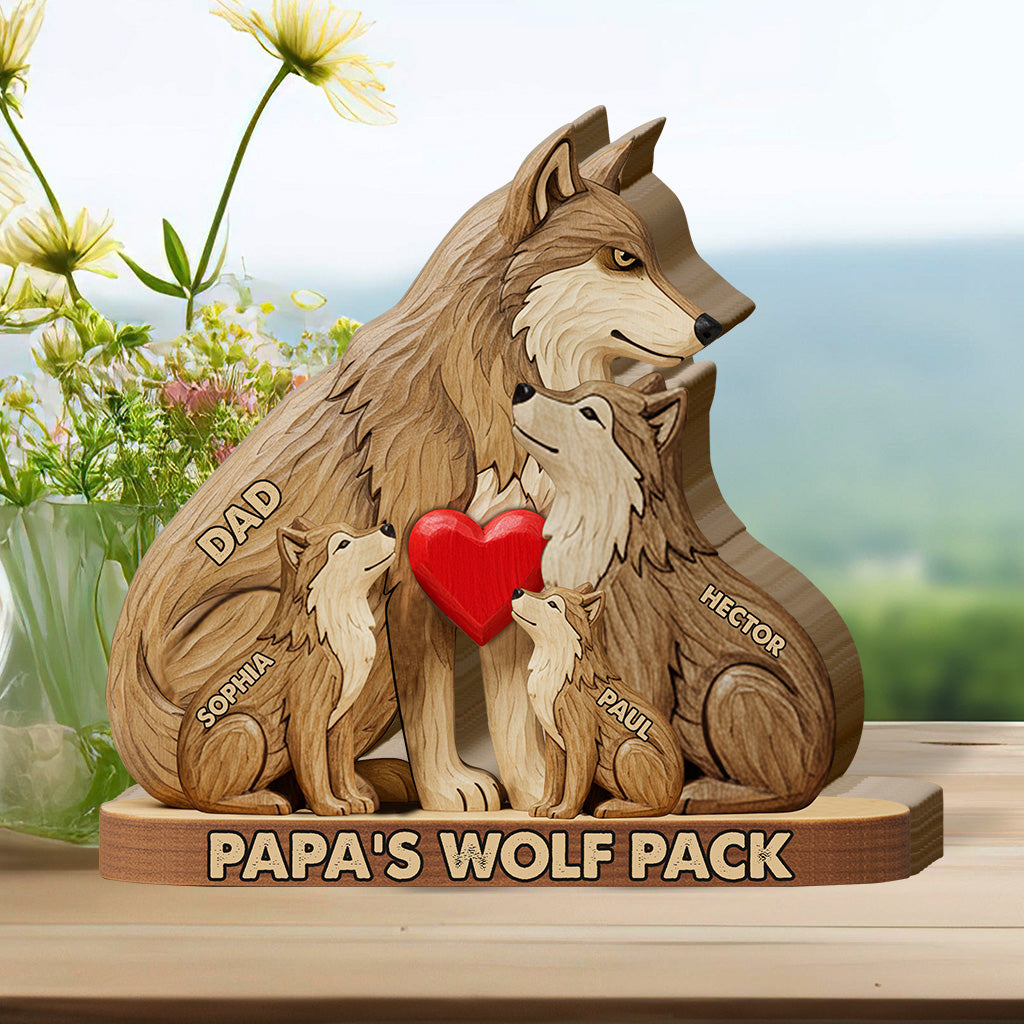 Pack de loups - Puzzle en bois personnalisé en forme de père