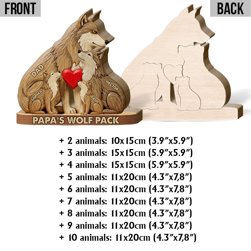 Pack de loups - Puzzle en bois personnalisé en forme de père