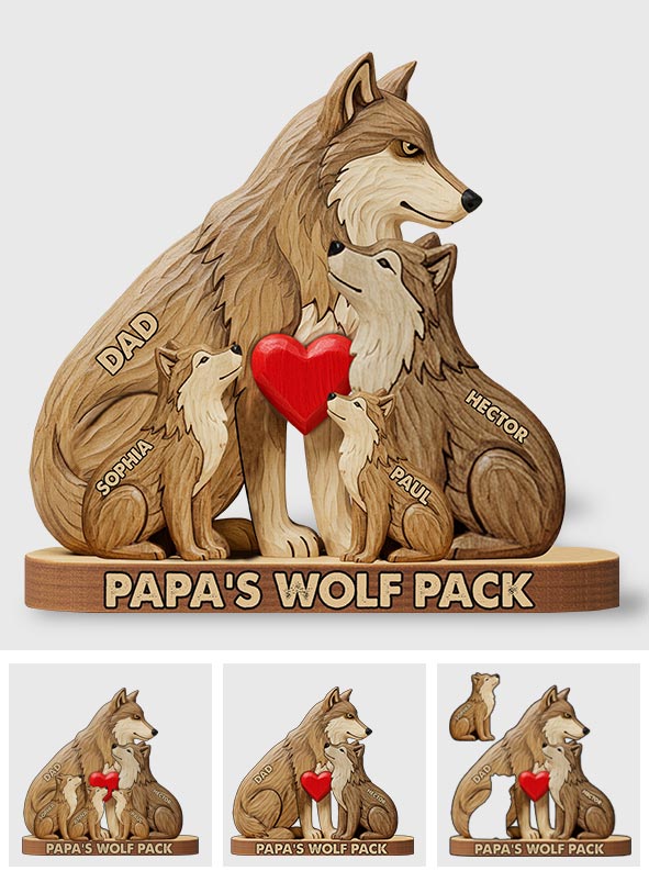 Pack de loups - Puzzle en bois personnalisé en forme de père