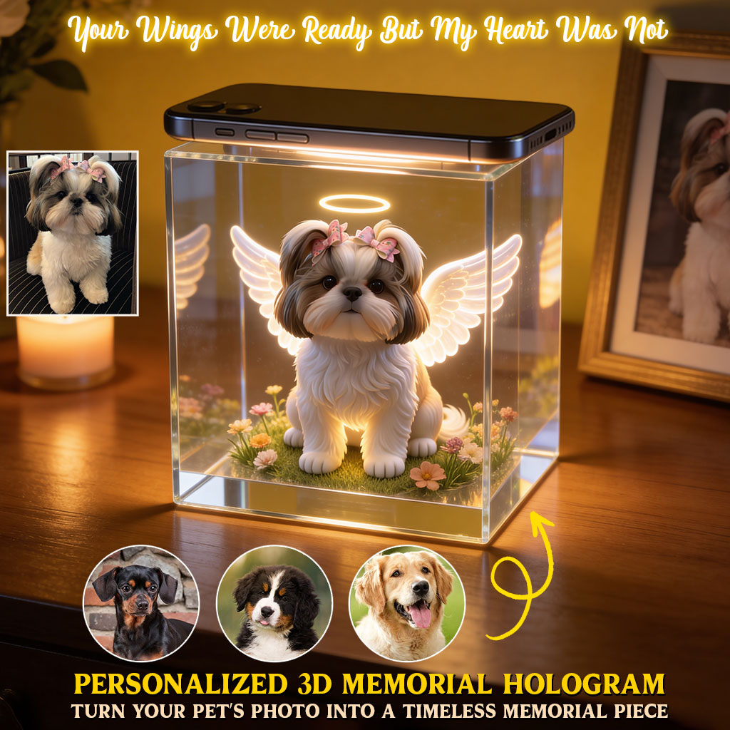 Vos ailes étaient prêtes mais mon cœur ne l'était pas - Boîte à souvenirs 3D personnalisée pour chien
