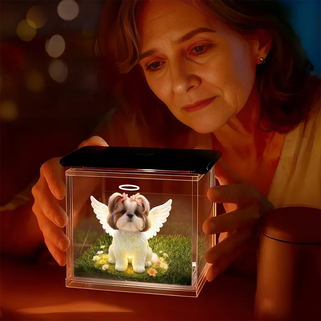 Vos ailes étaient prêtes mais mon cœur ne l'était pas - Boîte à souvenirs 3D personnalisée pour chien