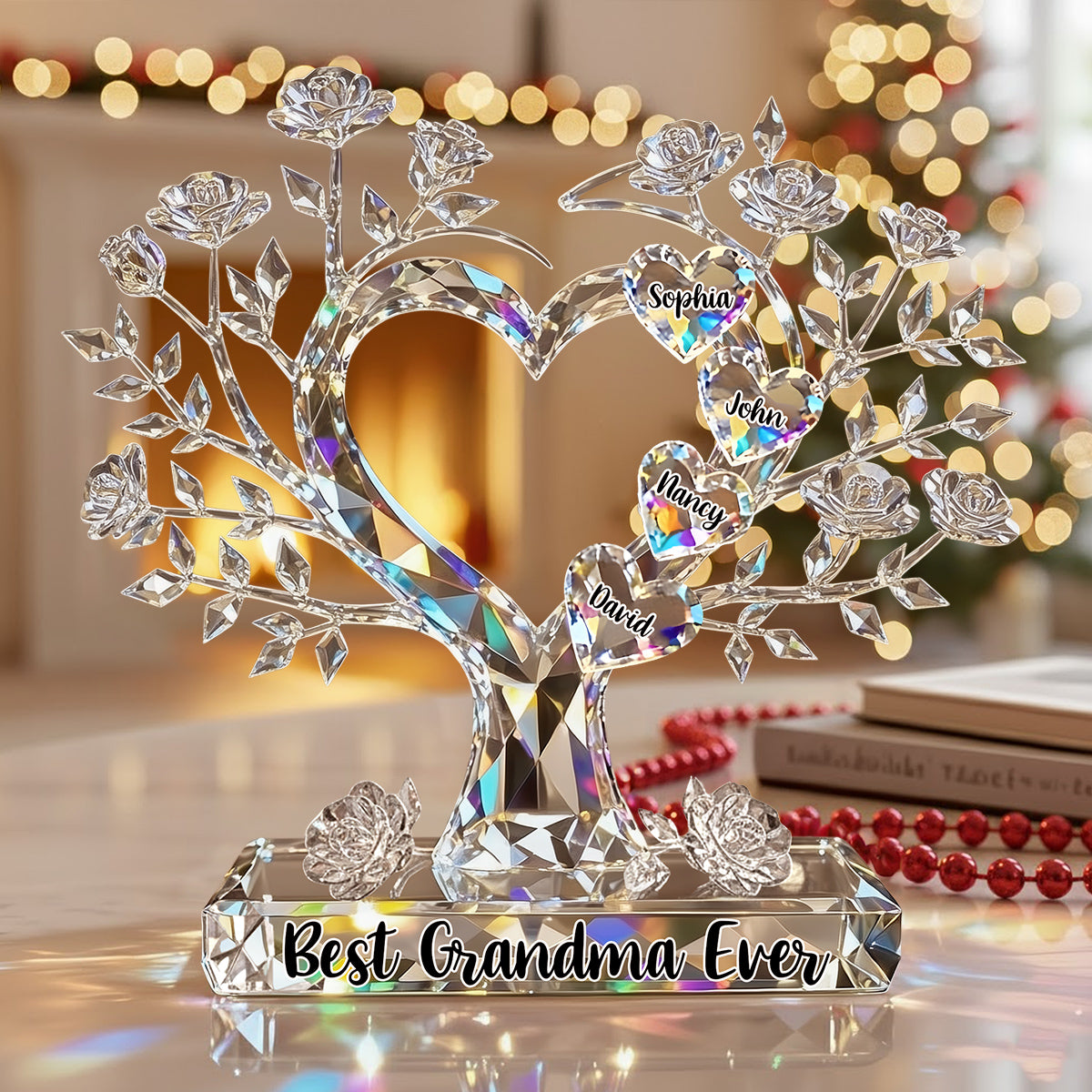 Le cadeau de Noël idéal pour maman, grand-mère… - Plaque acrylique personnalisée « Mère » en forme de carte de vœux
