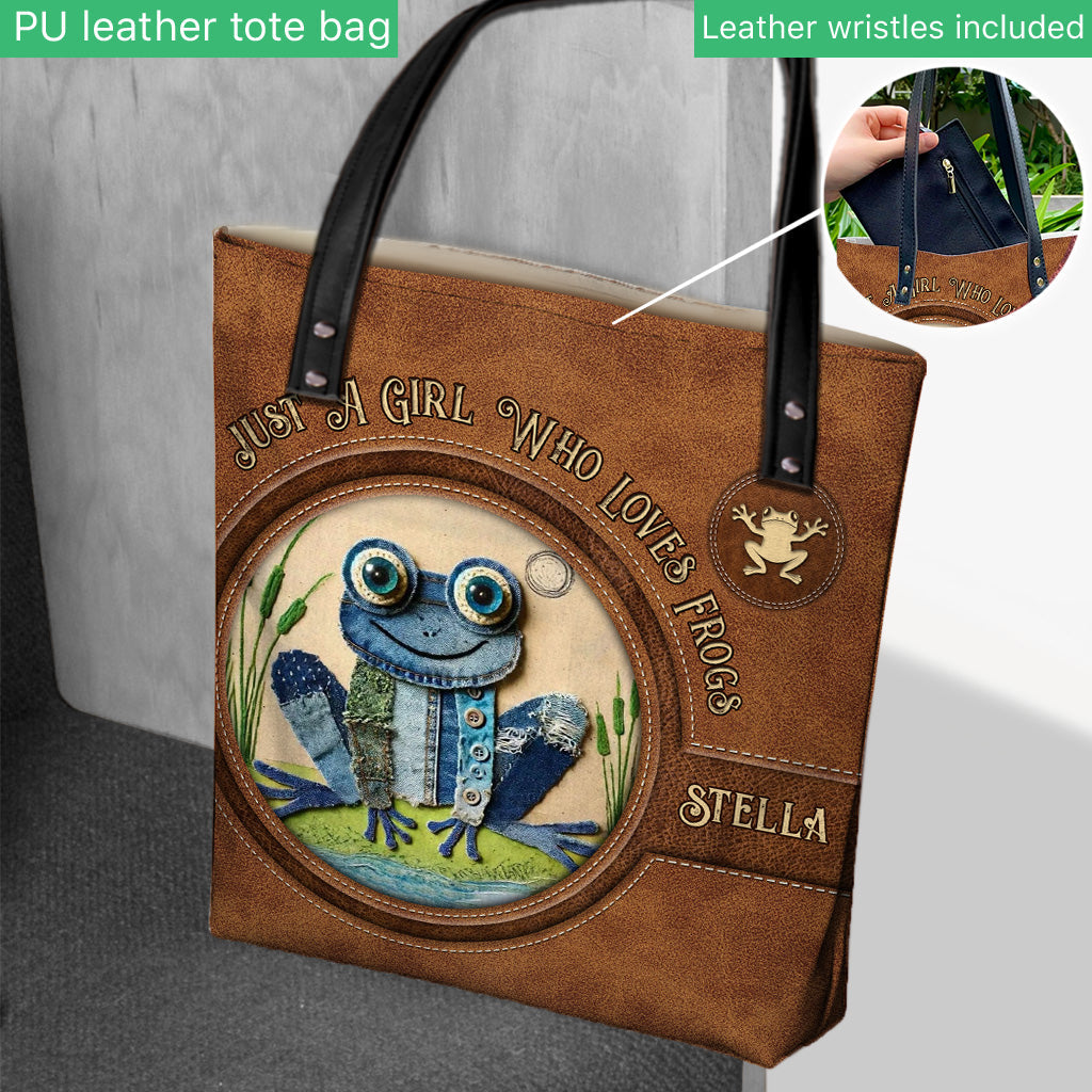 Sac fourre-tout grenouille en patchwork denim - Sac fourre-tout grenouille personnalisé