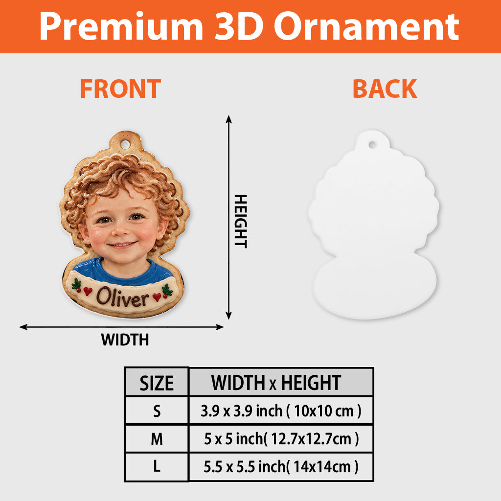 Family Cookies From Any Photo - Personalized Family Premium 3D Ornament