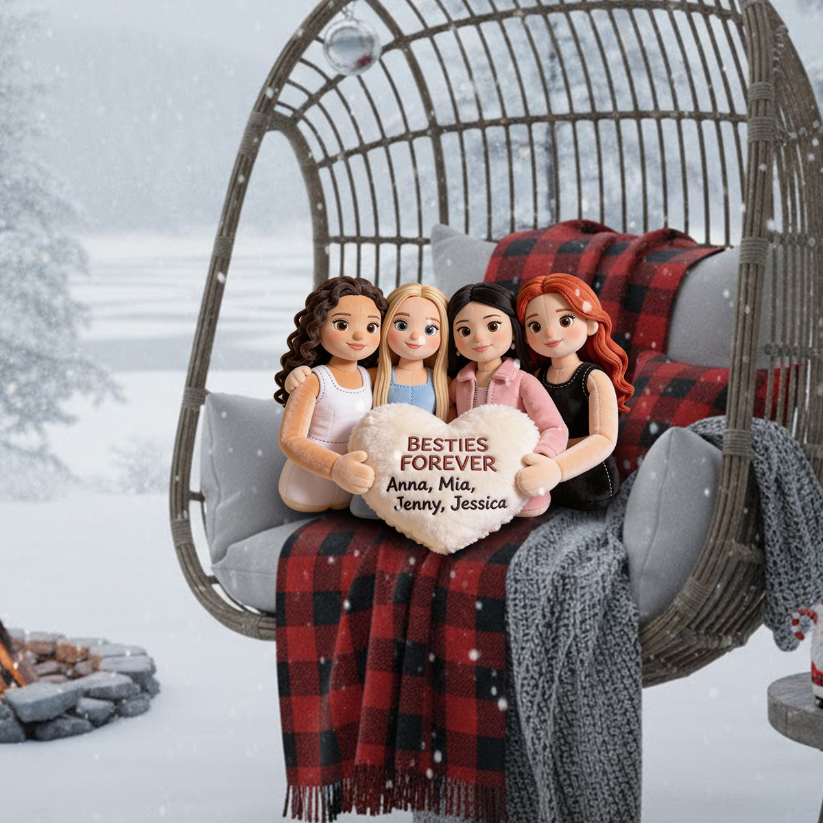 Meilleures amies pour toujours - Coussin personnalisé en fausse fourrure en forme de meilleure amie