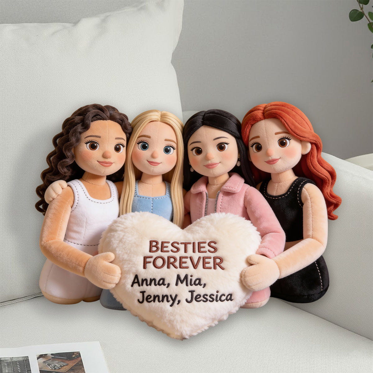 Meilleures amies pour toujours - Coussin personnalisé en fausse fourrure en forme de meilleure amie