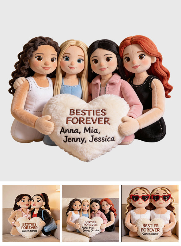 Meilleures amies pour toujours - Coussin personnalisé en fausse fourrure en forme de meilleure amie