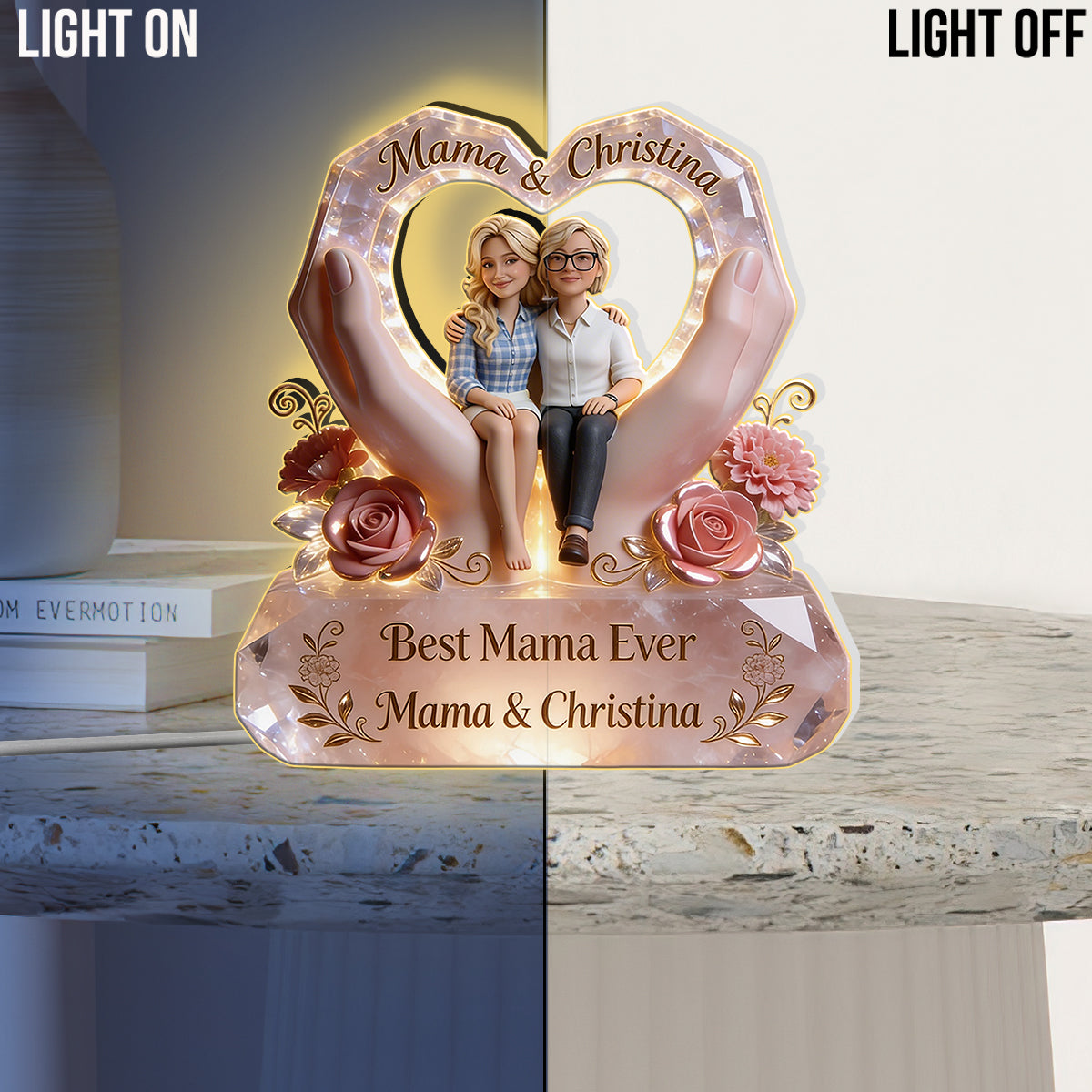 Joyeuse Fête des Mères - Lampe de Nuit LED Acrylique Personnalisée
