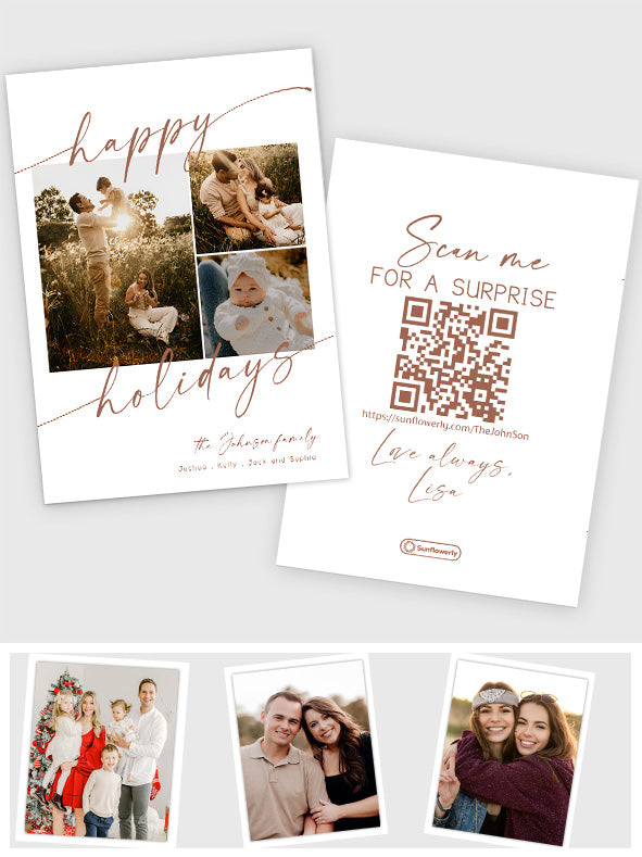 Happy Holidays Photo Collage - Personalized QR Greeting Card