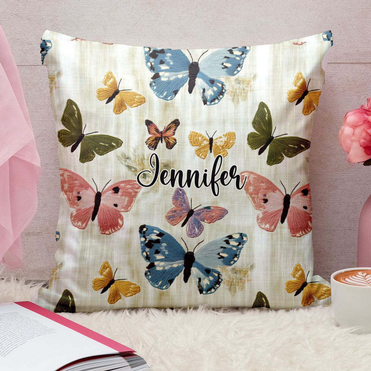 Butterflies Garden - Personalized Butterfly Throw Pillow