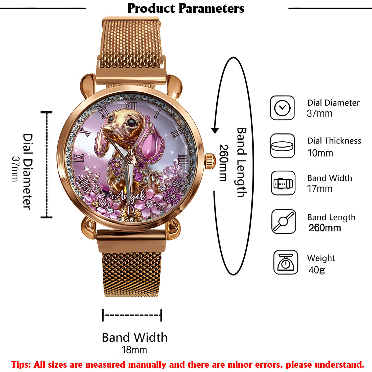 Amoureux des teckels - Montre-bracelet personnalisée pour femme avec un chien 
