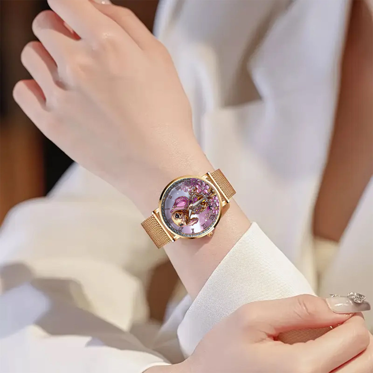 Amoureux des teckels - Montre-bracelet personnalisée pour femme avec un chien 