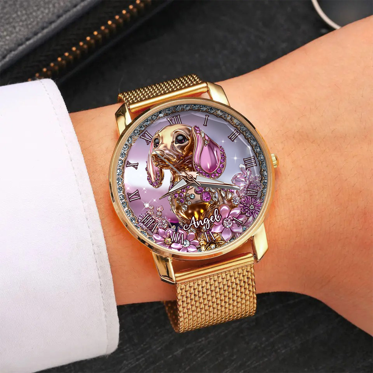 Amoureux des teckels - Montre-bracelet personnalisée pour femme avec un chien 