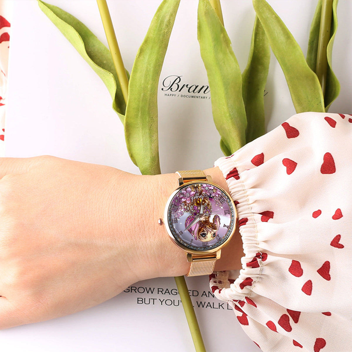 Amoureux des teckels - Montre-bracelet personnalisée pour femme avec un chien 