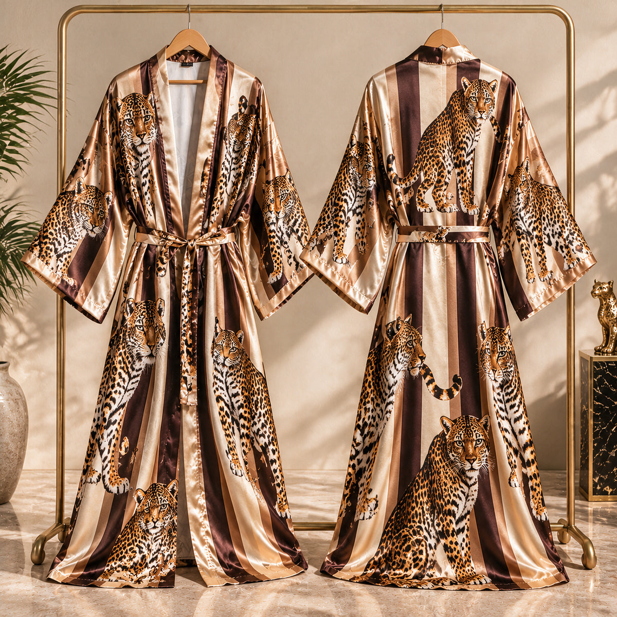 Robe Satin Personnalisée - Tigre, Léopard, Papillon, Paon, Zebra, Serpent