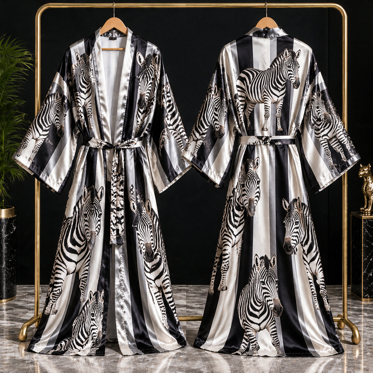 Robe Satin Personnalisée - Tigre, Léopard, Papillon, Paon, Zebra, Serpent