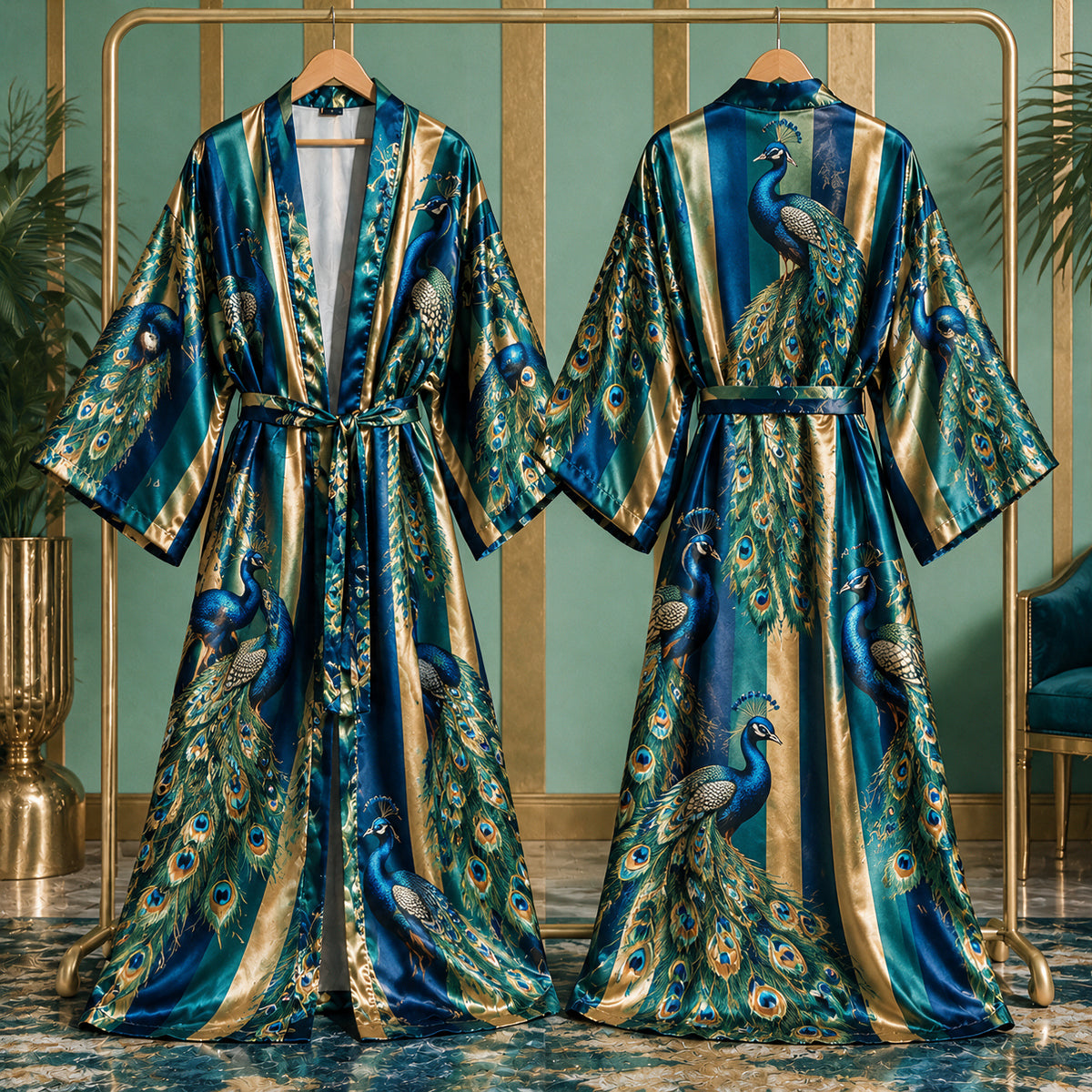 Robe Satin Personnalisée - Tigre, Léopard, Papillon, Paon, Zebra, Serpent