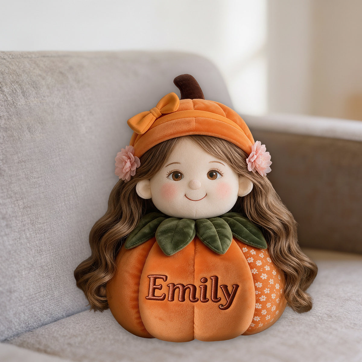 Funny Pumpkin Pillow Family Fall Decoration - Personalized Family Premium Faux Fur Pillow