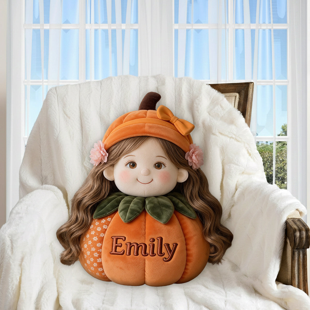 Funny Pumpkin Pillow Family Fall Decoration - Personalized Family Premium Faux Fur Pillow