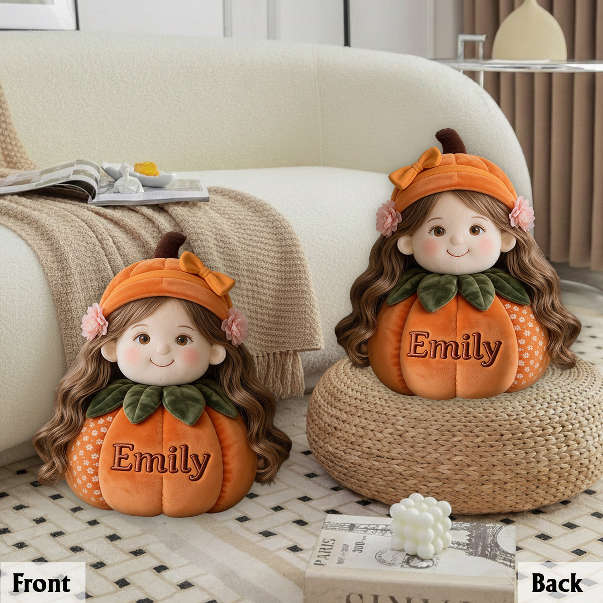 Funny Pumpkin Pillow Family Fall Decoration - Personalized Family Premium Faux Fur Pillow