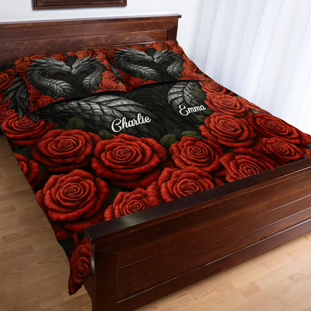 Couple de dragons - Ensemble de courtepointe personnalisé Dragon