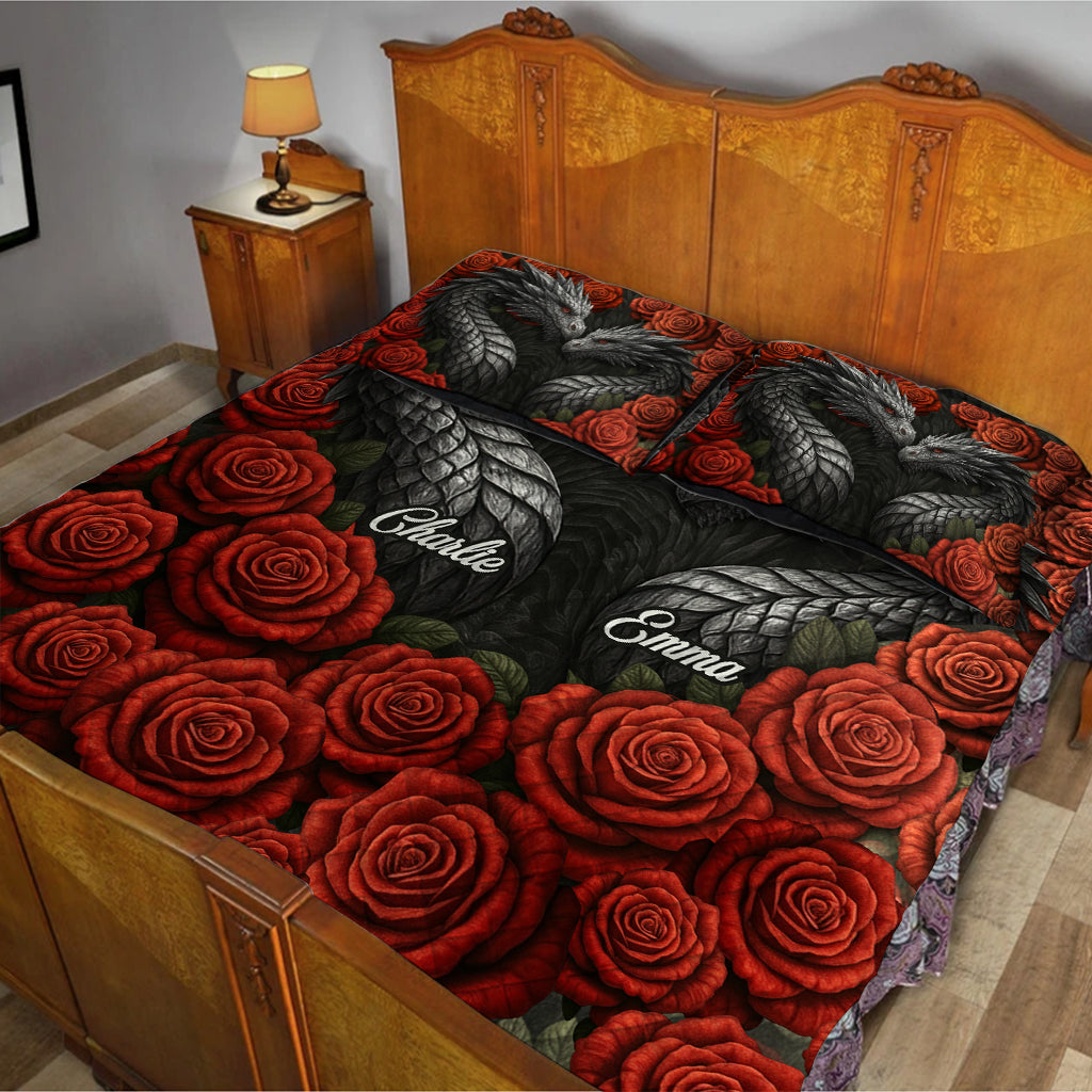 Couple de dragons - Ensemble de courtepointe personnalisé Dragon