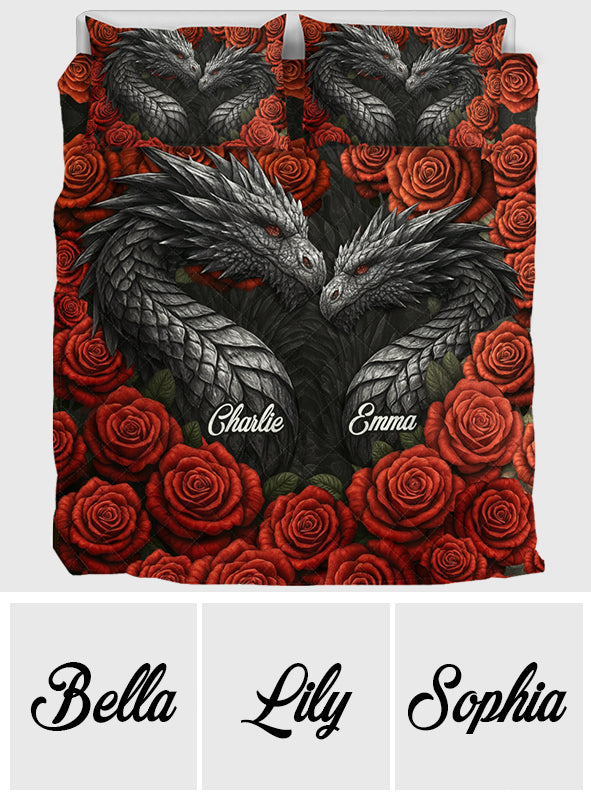 Couple de dragons - Ensemble de courtepointe personnalisé Dragon