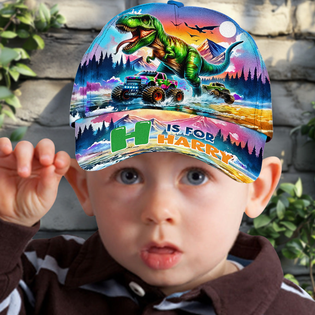 Alphabet personnalisé Dinosaures et Monster Trucks - Casquette classique enfant personnalisée