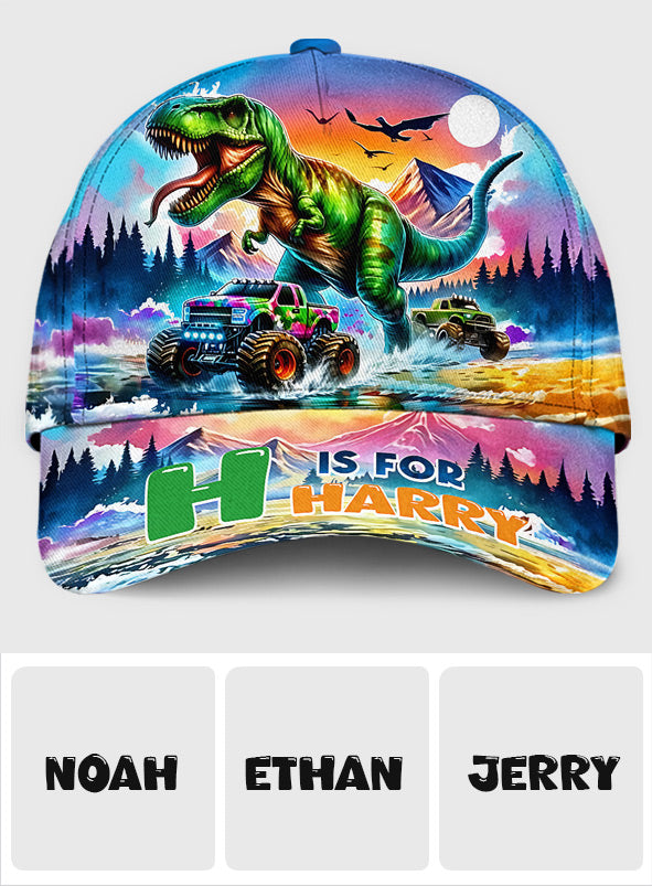 Alphabet personnalisé Dinosaures et Monster Trucks - Casquette classique enfant personnalisée