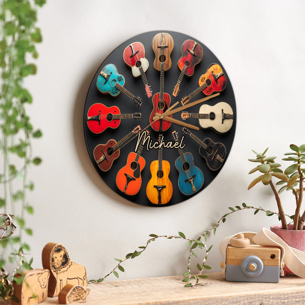 Rock & Roll - Personalized Guitar Wall Clock