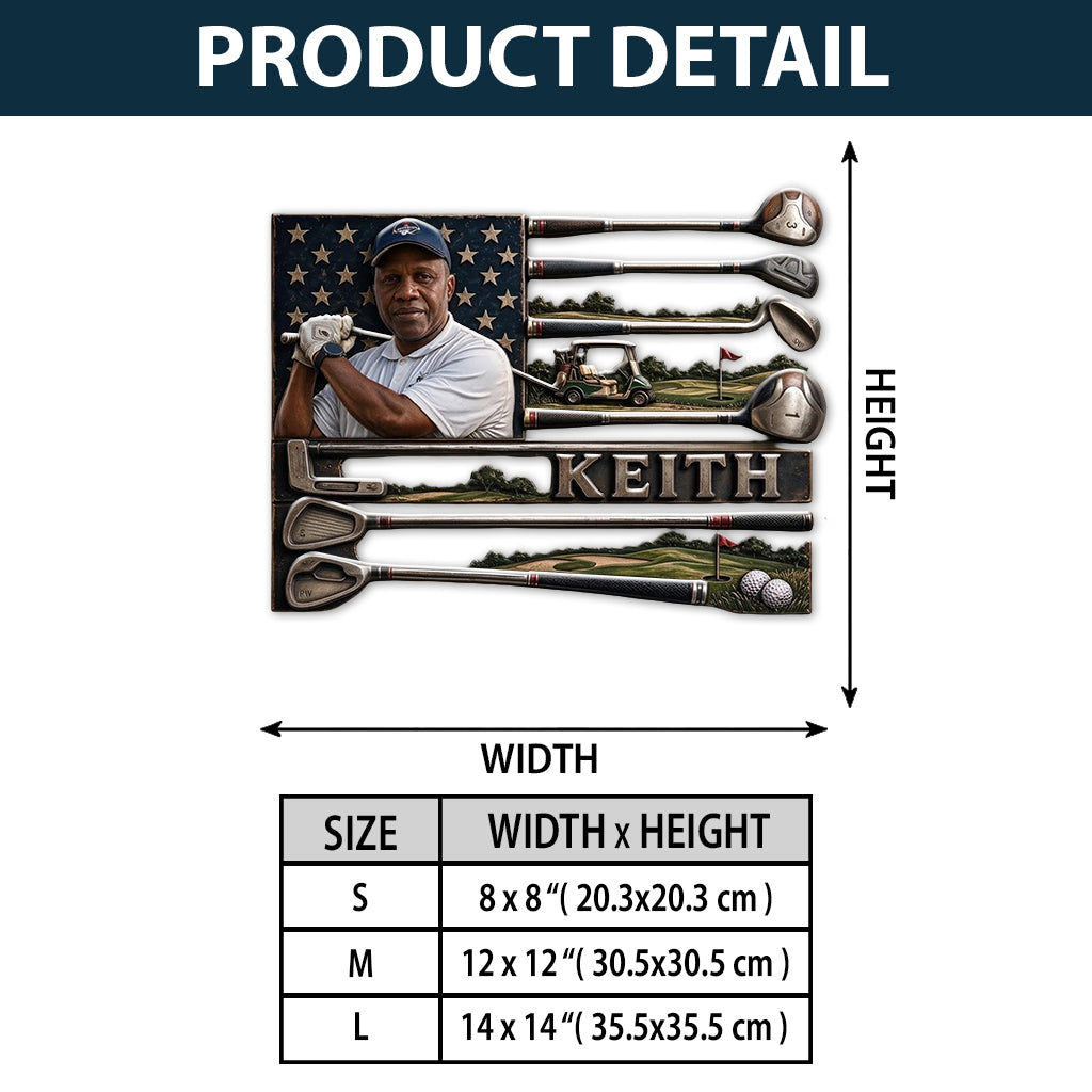 USA Golfer - Personalized Golf 3D Printed Cut Metal Sign