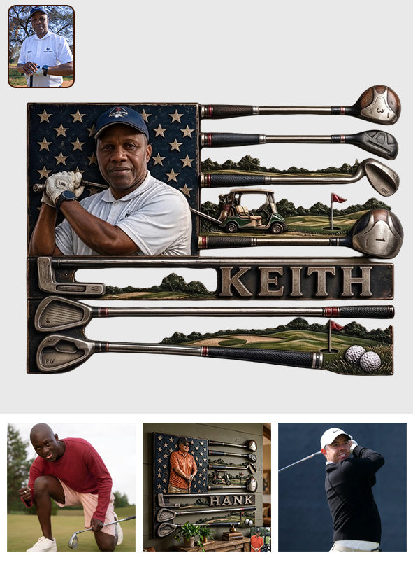USA Golfer - Personalized Golf 3D Printed Cut Metal Sign