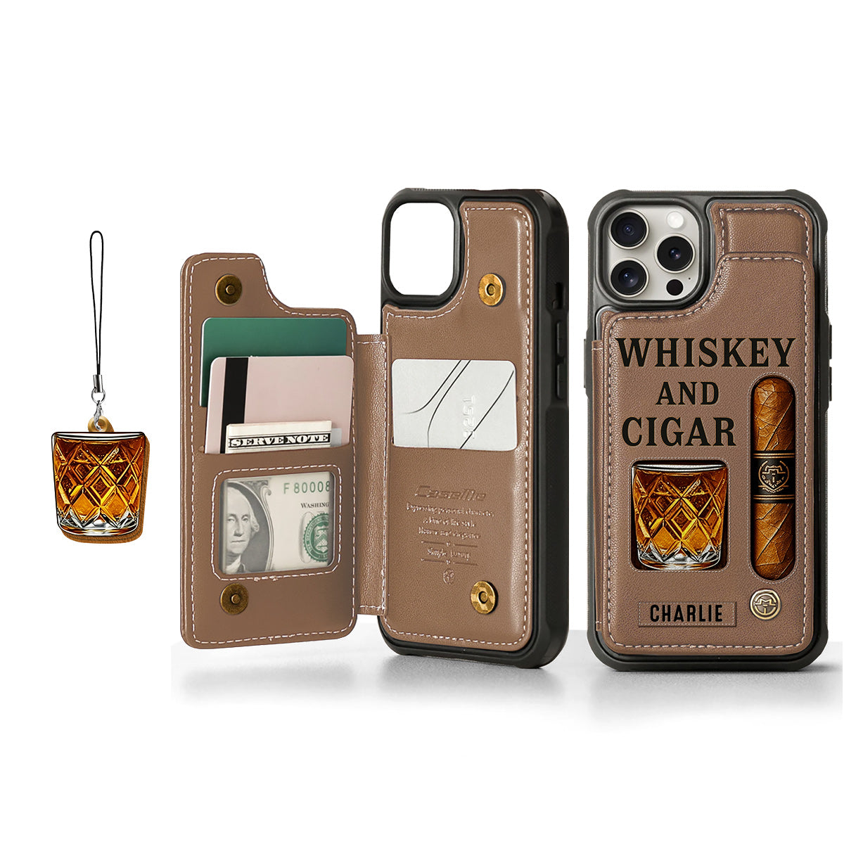 Étui portefeuille personnalisé Whiskey & Cigar -
