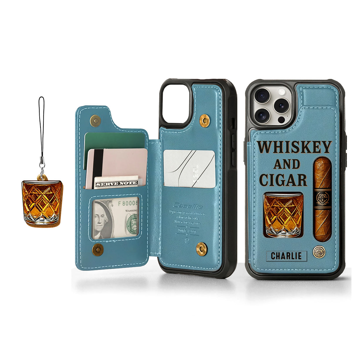 Étui portefeuille personnalisé Whiskey & Cigar -