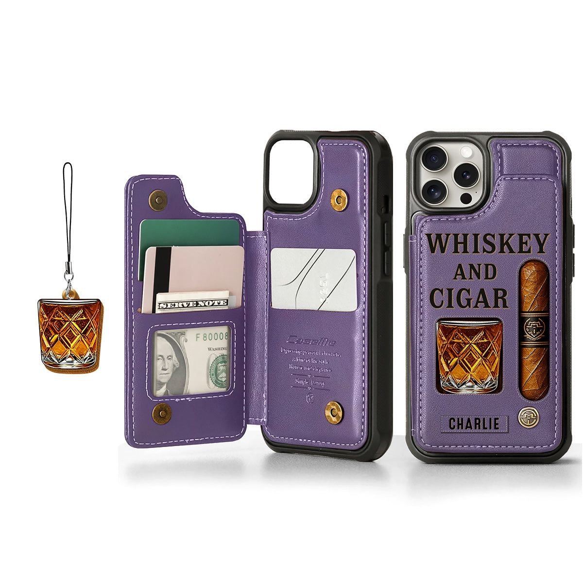 Étui portefeuille personnalisé Whiskey & Cigar -