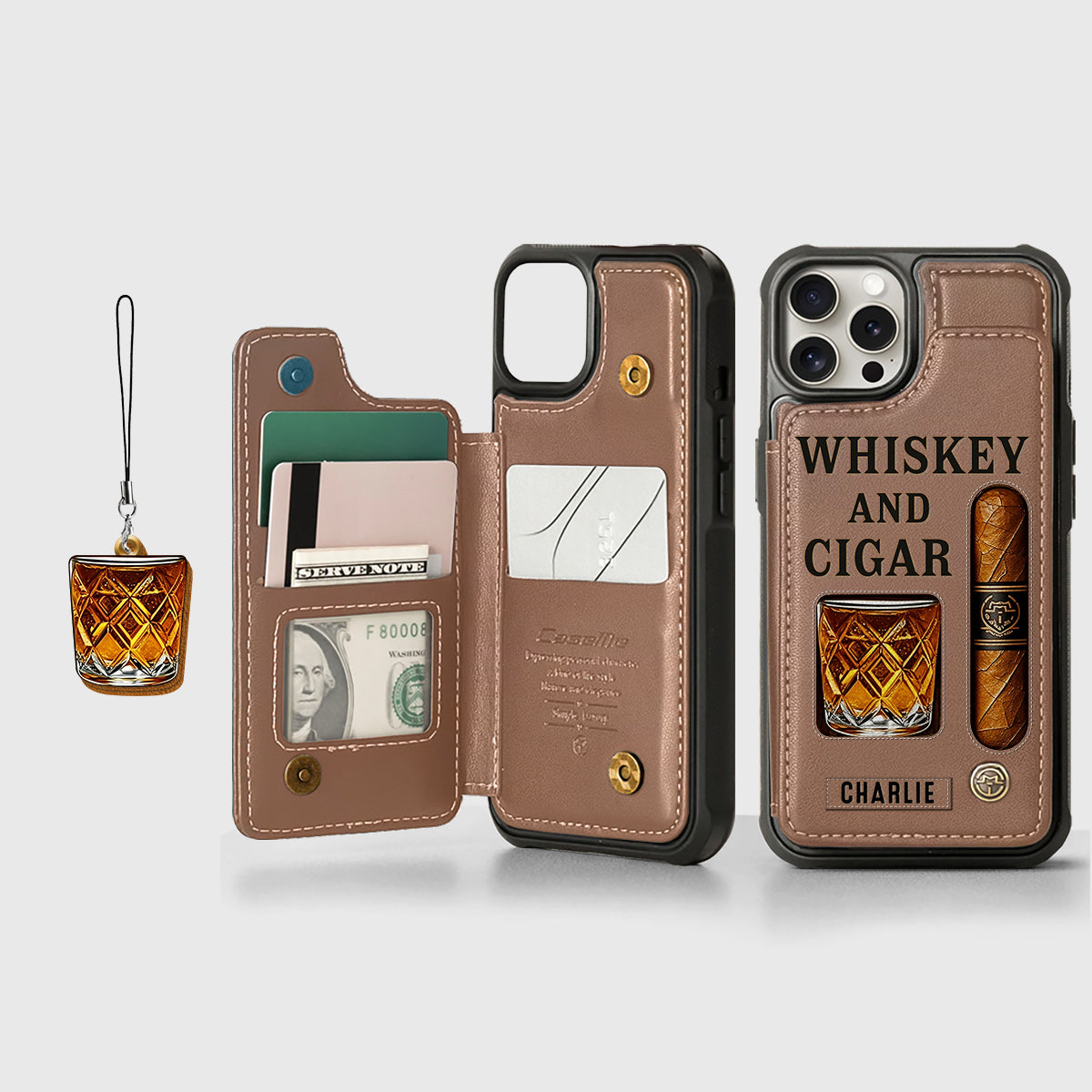 Étui portefeuille personnalisé Whiskey & Cigar -