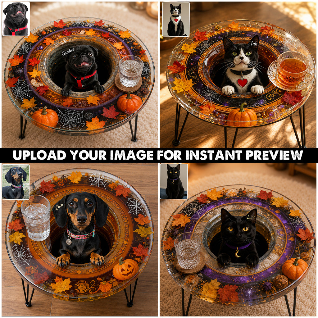 Pumpkin Shadow - Personalized Cat Table Custom Shape