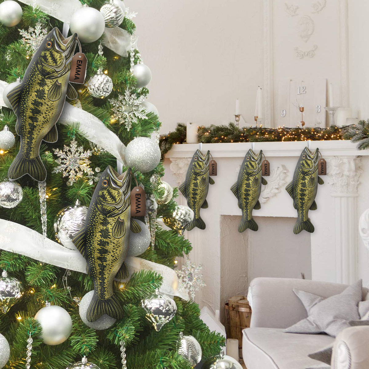 Joyeux Fishmas - Chaussette de Noël personnalisée en forme de poisson