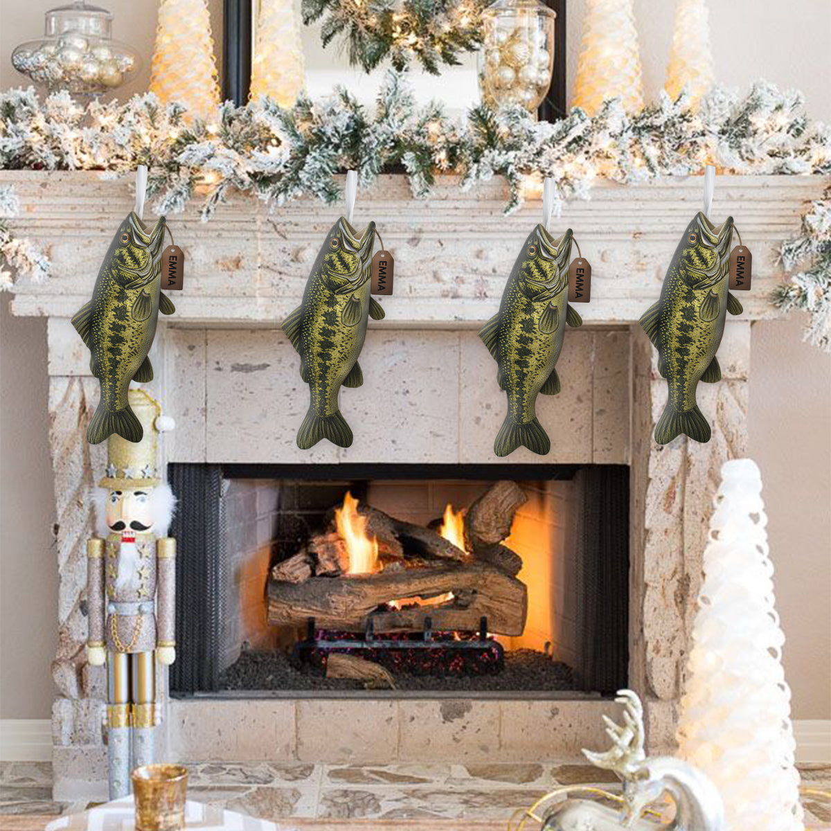 Joyeux Fishmas - Chaussette de Noël personnalisée en forme de poisson