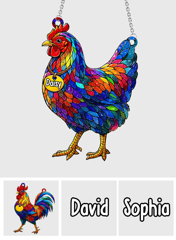 Magnifique poule et coq - Décoration attrape-soleil personnalisée à suspendre à la fenêtre, motif poule et coq 