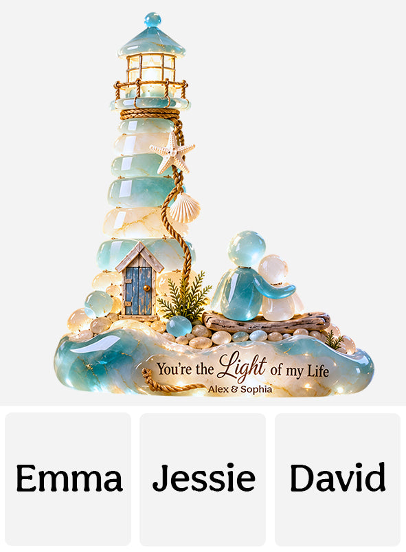 Lighthouse Couple Natural Stone - Personalized Couple Acrylic LED Night Light