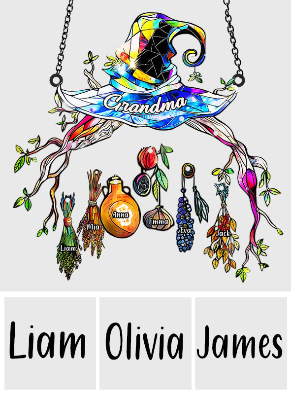 Chapeau de sorcière pour grand-mère - Attrape-soleil personnalisé à suspendre à la fenêtre avec breloques personnalisées