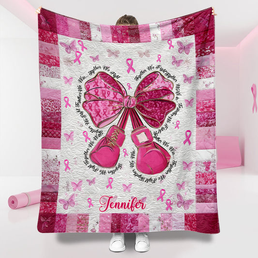 Warrior - Personalized Breast Cancer Awareness Blanket