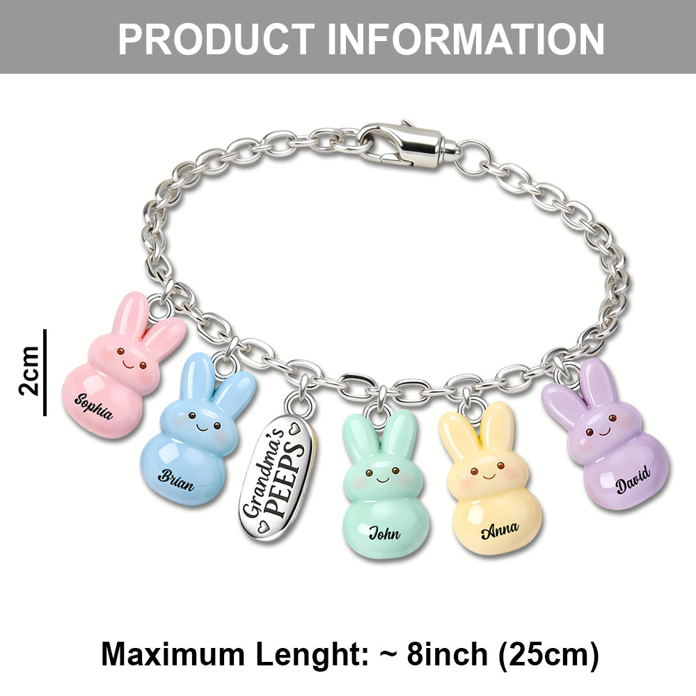 Bracelet personnalisé « Grandma's Peeps » avec breloques