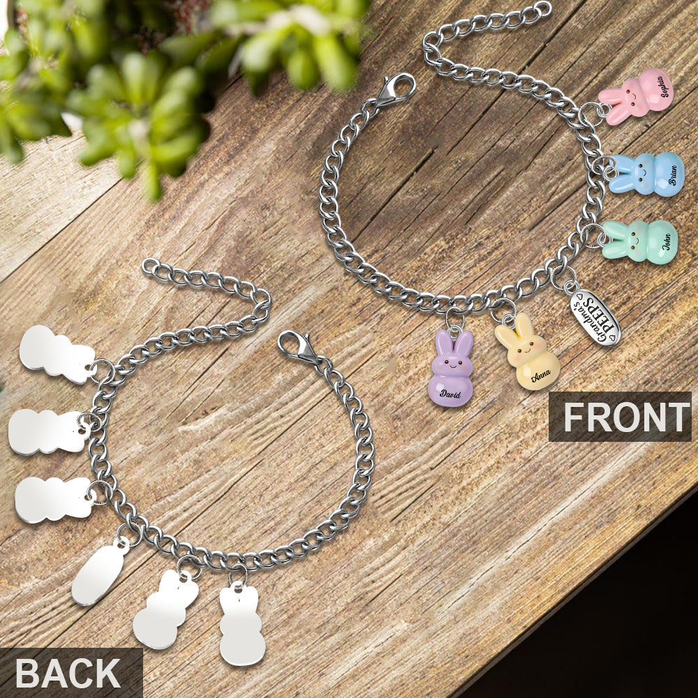 Bracelet personnalisé « Grandma's Peeps » avec breloques