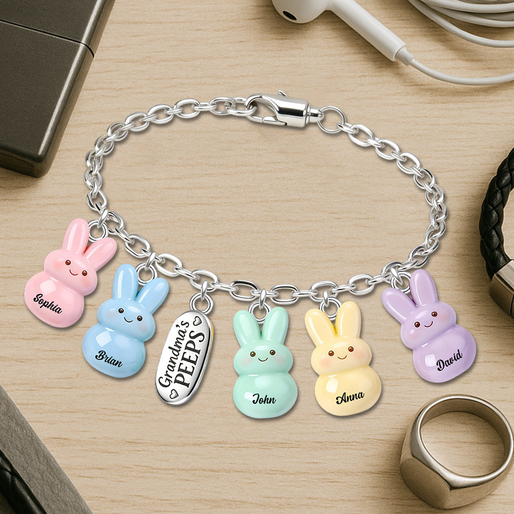 Bracelet personnalisé « Grandma's Peeps » avec breloques