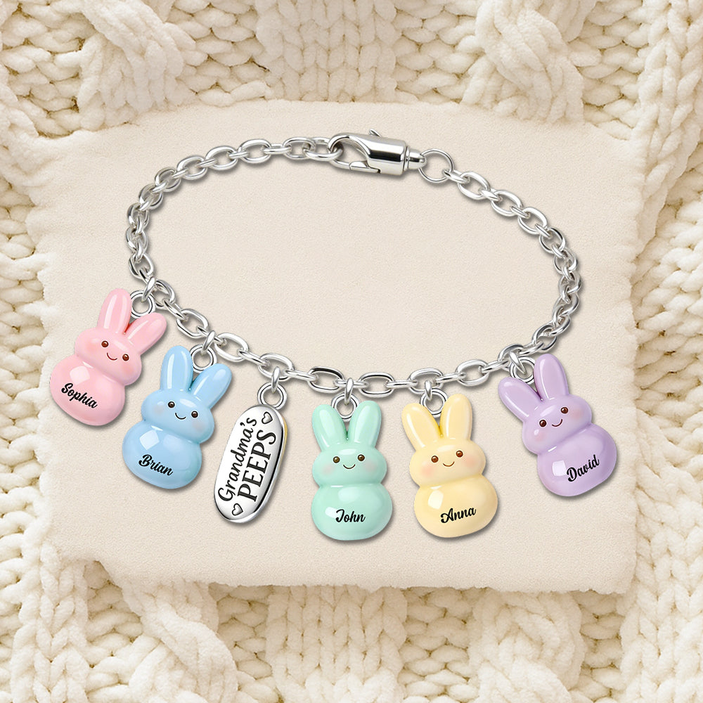 Bracelet personnalisé « Grandma's Peeps » avec breloques
