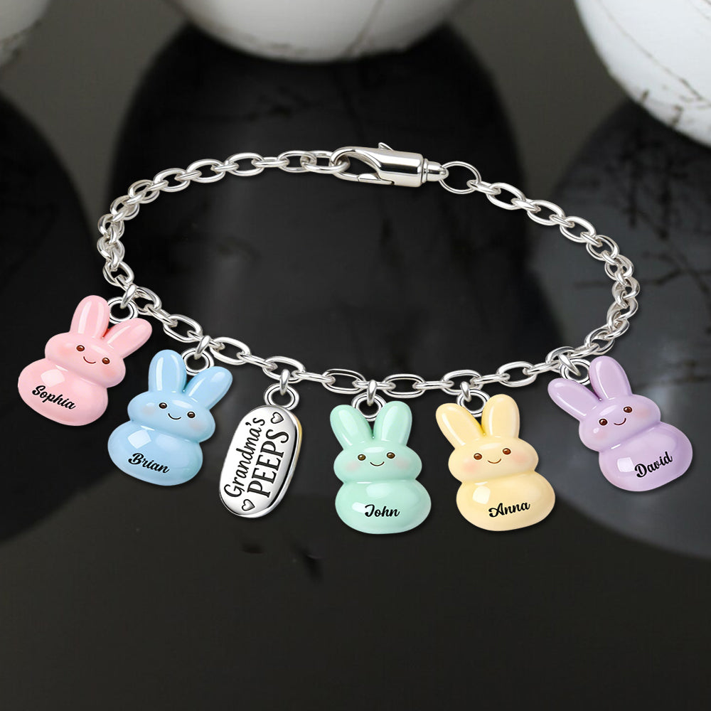 Bracelet personnalisé « Grandma's Peeps » avec breloques