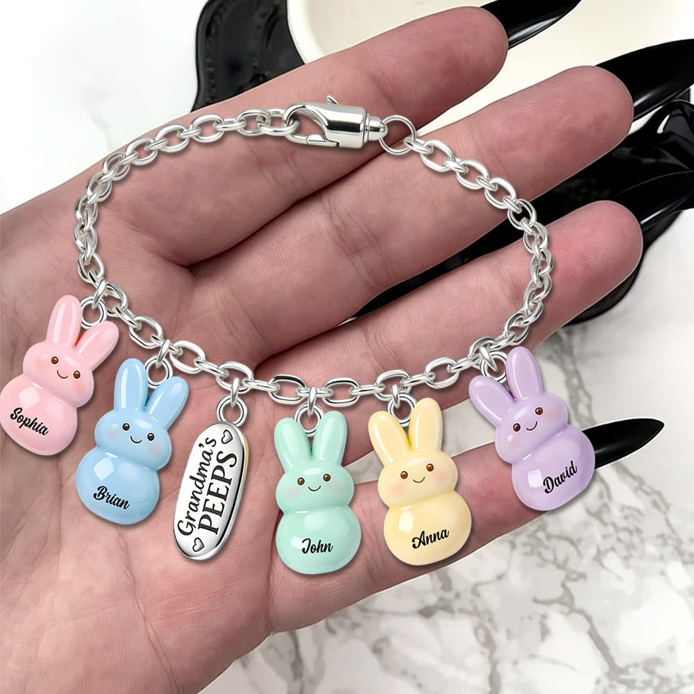 Bracelet personnalisé « Grandma's Peeps » avec breloques